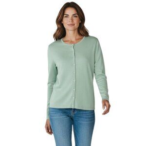 Company Ellen Tracy Women's Cardigan Sweater M Mint Green Button Front Crew Neck